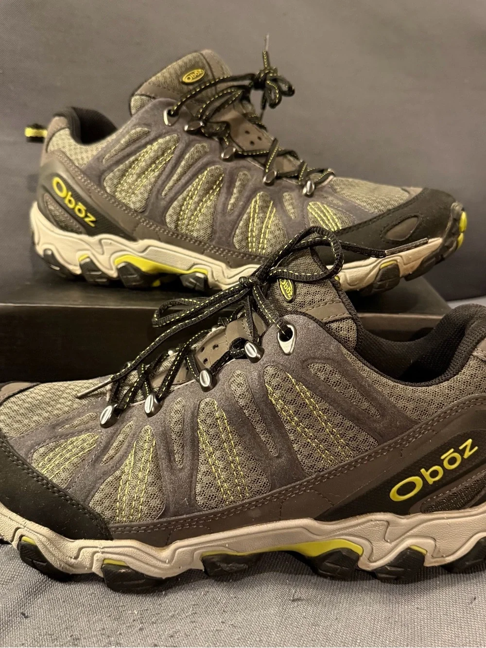 Oboz Men's Gray and Yellow Waterproof Trail Boots